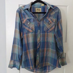 Vintage 1970s western pastel plaid shirt